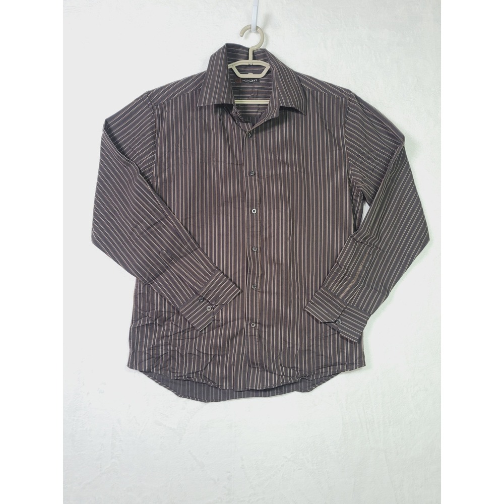 Level Ten Brown Striped Button Down Shirt XL Corpcore Office Casual Capsule